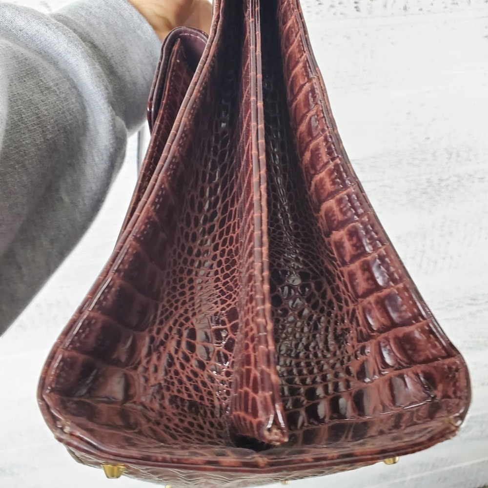 Italian Women Purse Ligator Piero Agustis Leather Tote Shoulder Bag 12" Tall - Picture 5 of 12